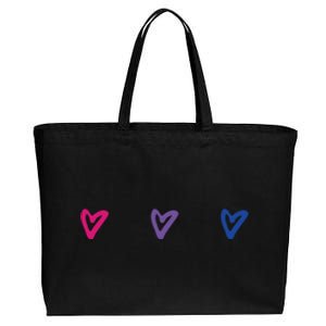 Lgbt Bisexual Pride Hearts 3funny Giftcolor Violet Magenta Blue Gift Cotton Canvas Jumbo Tote