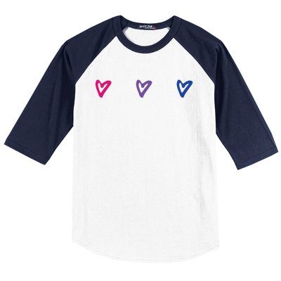 Lgbt Bisexual Pride Hearts 3funny Giftcolor Violet Magenta Blue Gift Baseball Sleeve Shirt