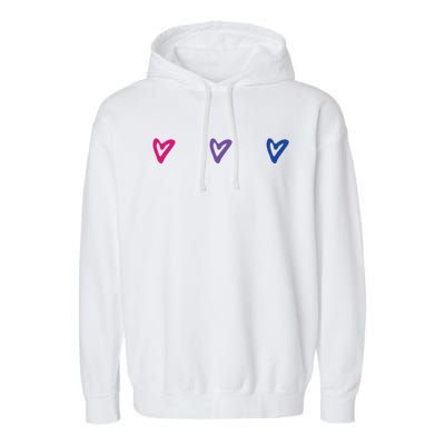 Lgbt Bisexual Pride Hearts 3funny Giftcolor Violet Magenta Blue Gift Garment-Dyed Fleece Hoodie