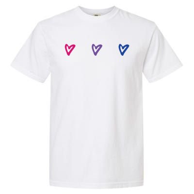 Lgbt Bisexual Pride Hearts 3funny Giftcolor Violet Magenta Blue Gift Garment-Dyed Heavyweight T-Shirt