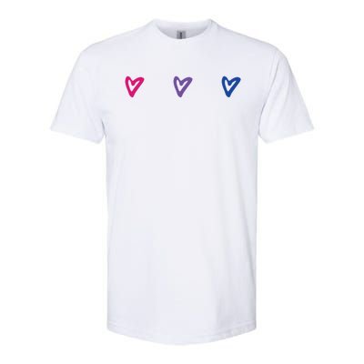 Lgbt Bisexual Pride Hearts 3funny Giftcolor Violet Magenta Blue Gift Softstyle CVC T-Shirt