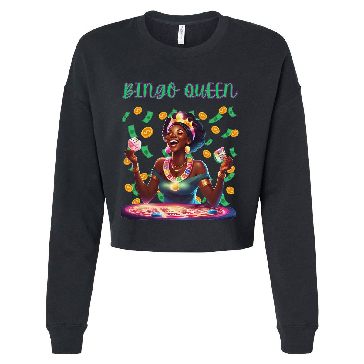  Laughing Bingo Queen Cropped Pullover Crew