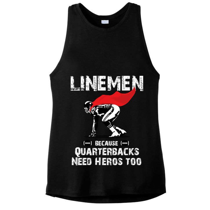 Line Because Quarterbacks Need Heros Fun Football Xmas Gift Ladies PosiCharge Tri-Blend Wicking Tank