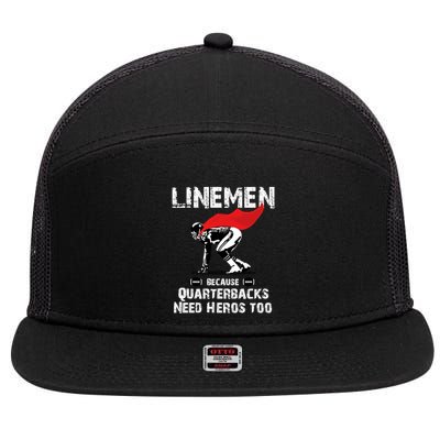Line Because Quarterbacks Need Heros Fun Football Xmas Gift 7 Panel Mesh Trucker Snapback Hat