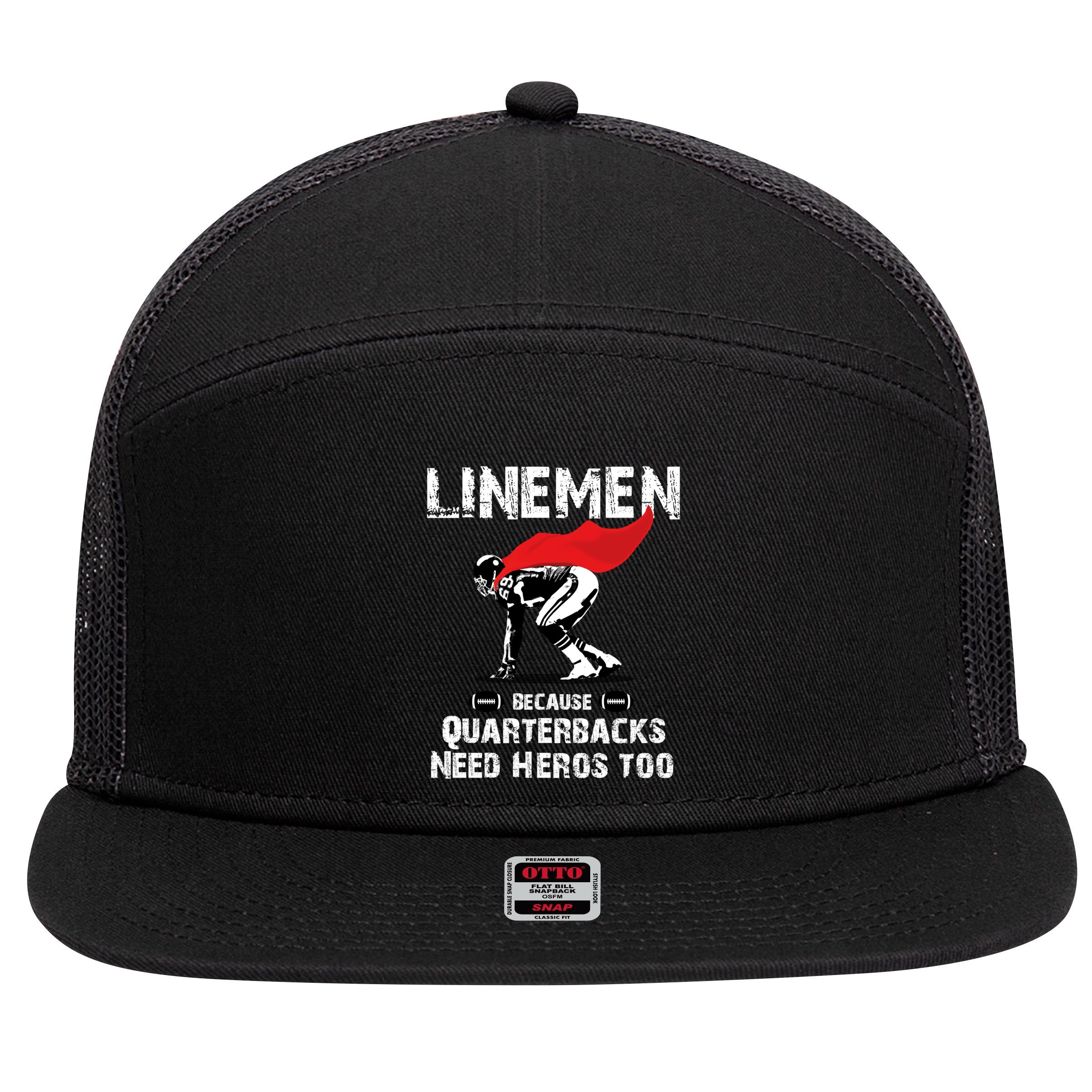 Line Because Quarterbacks Need Heros Fun Football Xmas Gift 7 Panel Mesh Trucker Snapback Hat