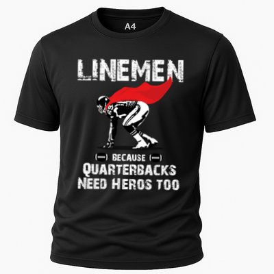 Line Because Quarterbacks Need Heros Fun Football Xmas Gift Performance Shirt
