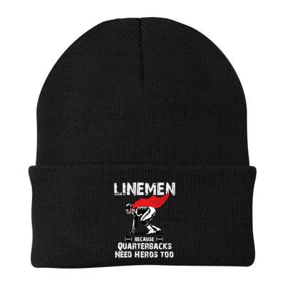 Line Because Quarterbacks Need Heros Fun Football Xmas Gift Beanie