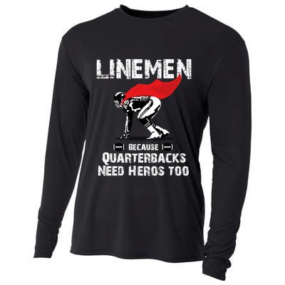 Line Because Quarterbacks Need Heros Fun Football Xmas Gift Cooling Performance Long Sleeve Crew
