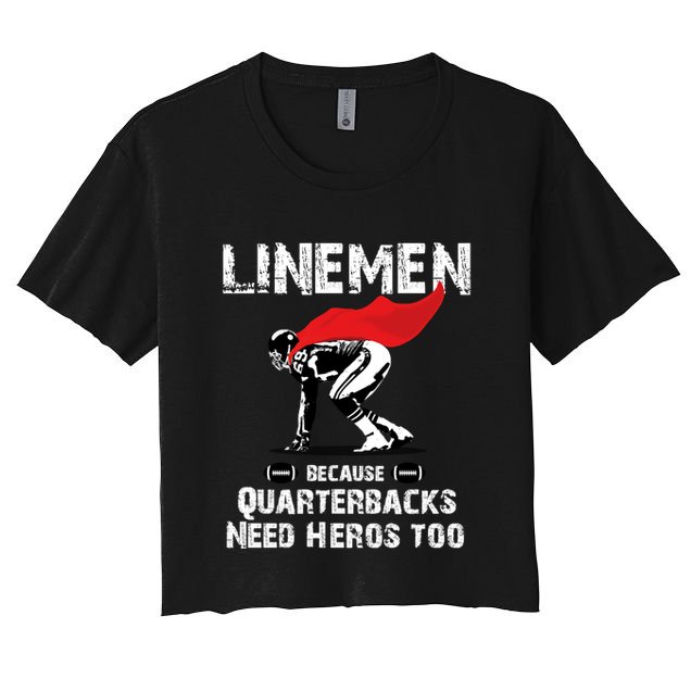 Line Because Quarterbacks Need Heros Fun Football Xmas Gift Crop Top