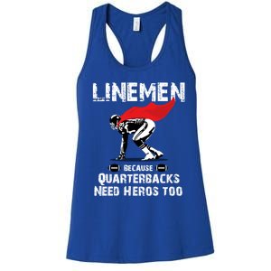 Line Because Quarterbacks Need Heros Fun Football Xmas Gift Women's Racerback Tank