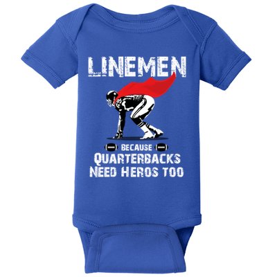 Line Because Quarterbacks Need Heros Fun Football Xmas Gift Baby Bodysuit