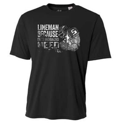 Lineman Because Quarterbacks Heroes Need American Football Cooling Performance Crew T-Shirt