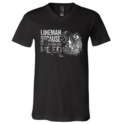 Lineman Because Quarterbacks Heroes Need American Football V-Neck T-Shirt