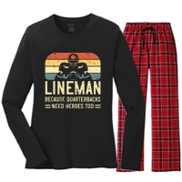 Lineman Because Quarterbacks Need Heroes Too Women's Long Sleeve Flannel Pajama Set 