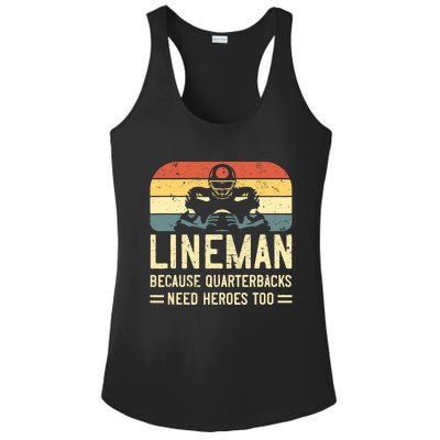 Lineman Because Quarterbacks Need Heroes Too Ladies PosiCharge Competitor Racerback Tank