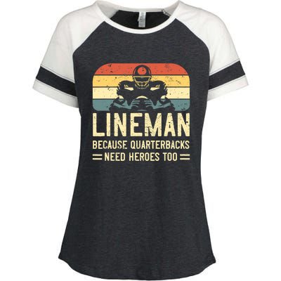 Lineman Because Quarterbacks Need Heroes Too Enza Ladies Jersey Colorblock Tee