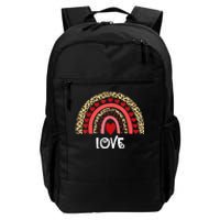 Love Boho Rainbow Leopard Print Valentines Day Cute Heart Daily Commute Backpack