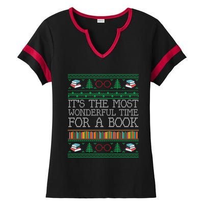 Librarian Books Reading Ugly Christmas Sweaters Great Gift Ladies Halftime Notch Neck Tee