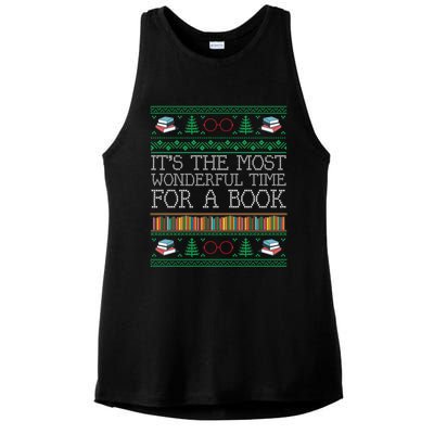 Librarian Books Reading Ugly Christmas Sweaters Great Gift Ladies PosiCharge Tri-Blend Wicking Tank