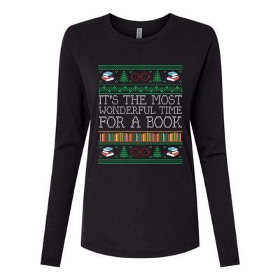 Librarian Books Reading Ugly Christmas Sweaters Great Gift Womens Cotton Relaxed Long Sleeve T-Shirt