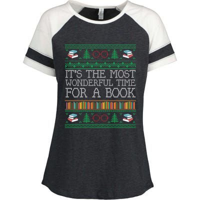 Librarian Books Reading Ugly Christmas Sweaters Great Gift Enza Ladies Jersey Colorblock Tee