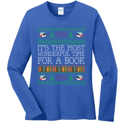 Librarian Books Reading Ugly Christmas Sweaters Great Gift Ladies Long Sleeve Shirt