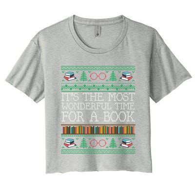 Librarian Books Reading Ugly Christmas Sweaters Great Gift Women's Crop Top Tee