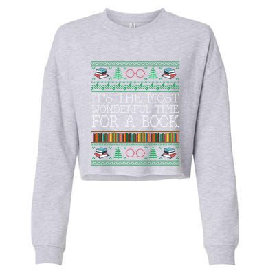 Librarian Books Reading Ugly Christmas Sweaters Great Gift Cropped Pullover Crew