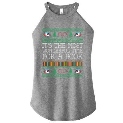 Librarian Books Reading Ugly Christmas Sweaters Great Gift Women's Perfect Tri Rocker Tank