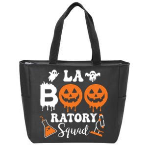 La Boo Ratory Squad Funny Ghost Pumpkin Halloween Laboratory Zip Tote Bag