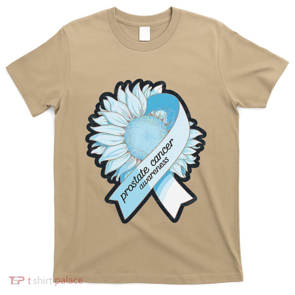 Light Blue Ribbon Sunflower Prostate Cancer Awareness Month T-Shirt