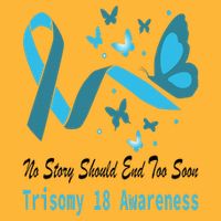 Light Blue Ribbon for Trisomy 18 Awareness with Butterfly Design Pom Pom 12in Knit Beanie