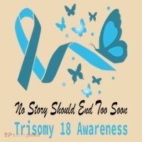 Light Blue Ribbon for Trisomy 18 Awareness with Butterfly Design Bag