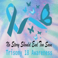 Light Blue Ribbon for Trisomy 18 Awareness with Butterfly Design Legacy Tie Dye Trucker Hat
