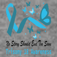 Light Blue Ribbon for Trisomy 18 Awareness with Butterfly Design Sustainable Beanie