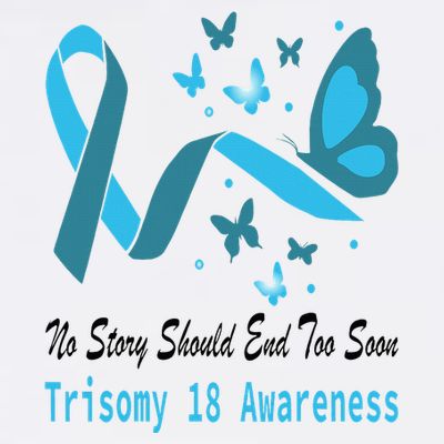 Light Blue Ribbon for Trisomy 18 Awareness with Butterfly Design T-Shirt