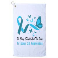 Light Blue Ribbon for Trisomy 18 Awareness with Butterfly Design Golf Towel