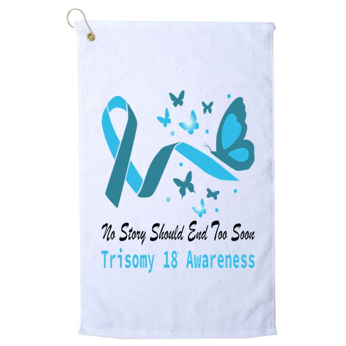 Light Blue Ribbon for Trisomy 18 Awareness with Butterfly Design Golf Towel
