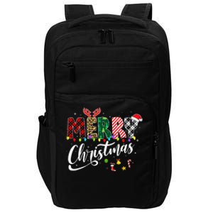 Leopard Buffalo Red Plaid Merry Christmas Impact Tech Backpack