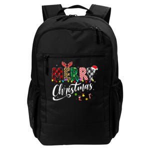 Leopard Buffalo Red Plaid Merry Christmas Daily Commute Backpack