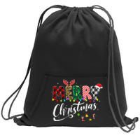 Leopard Buffalo Red Plaid Merry Christmas Sweatshirt Cinch Pack Bag