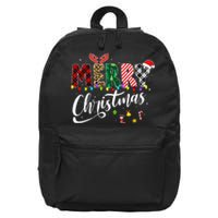 Leopard Buffalo Red Plaid Merry Christmas 16 in Basic Backpack