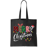 Leopard Buffalo Red Plaid Merry Christmas Tote Bag