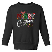 Leopard Buffalo Red Plaid Merry Christmas Toddler Sweatshirt