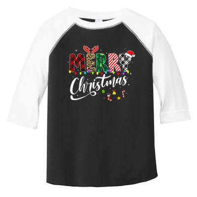 Leopard Buffalo Red Plaid Merry Christmas Toddler Fine Jersey T-Shirt