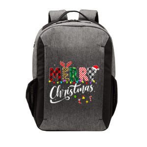 Leopard Buffalo Red Plaid Merry Christmas Vector Backpack