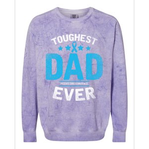 Light Blue Ribbon Fighter Toughest Dad Ever Prostate Cancer Great Gift Colorblast Crewneck Sweatshirt