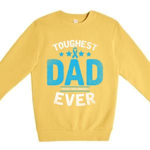 Light Blue Ribbon Fighter Toughest Dad Ever Prostate Cancer Great Gift Premium Crewneck Sweatshirt