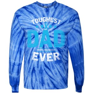 Light Blue Ribbon Fighter Toughest Dad Ever Prostate Cancer Great Gift Tie-Dye Long Sleeve Shirt