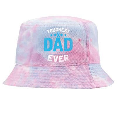 Light Blue Ribbon Fighter Toughest Dad Ever Prostate Cancer Great Gift Tie-Dyed Bucket Hat